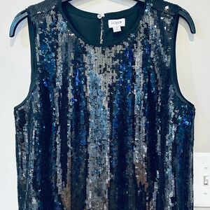 J Crew Black Sequin Sleeveless Top